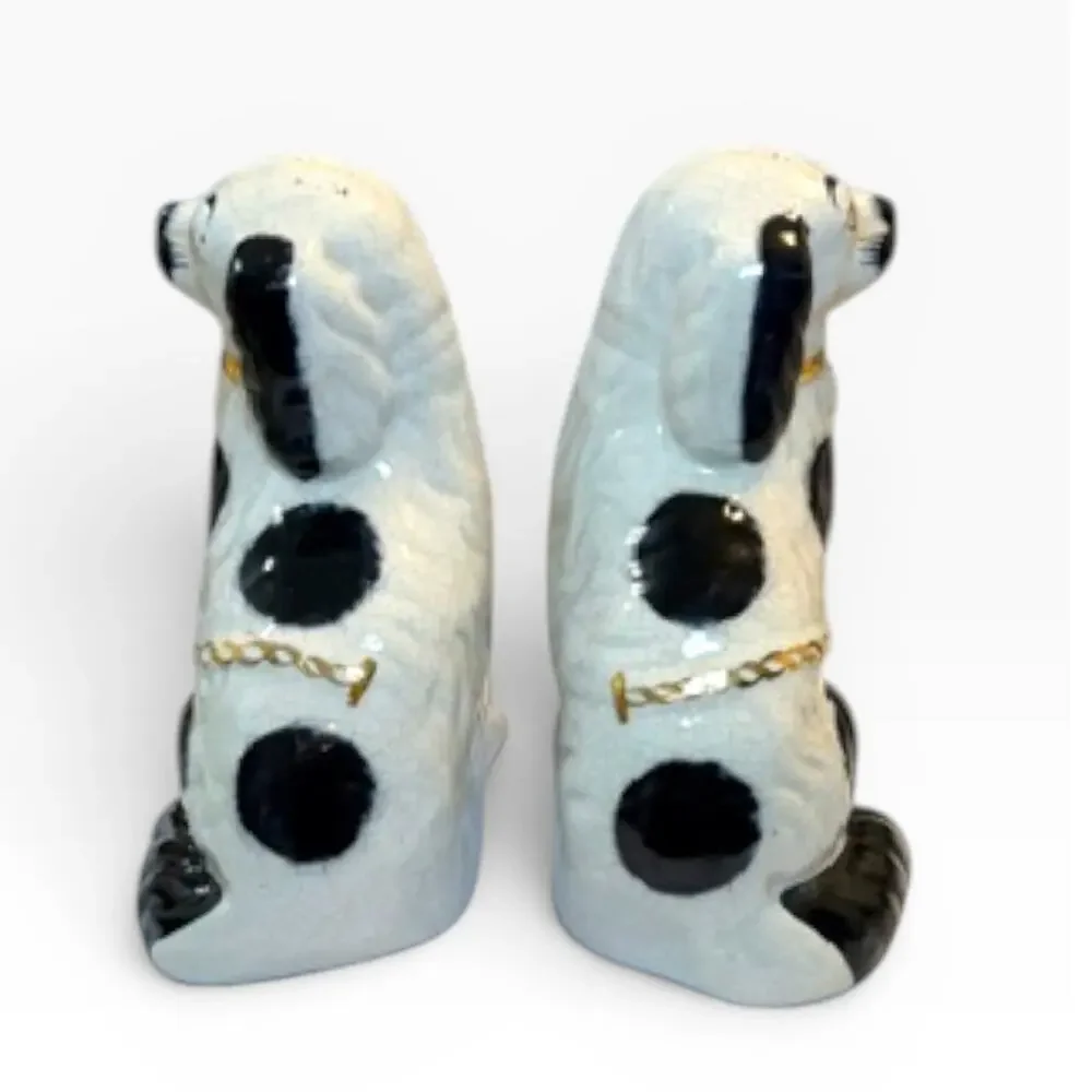 Antique Victorian Staffordshire Spaniel Dogs Pair 9